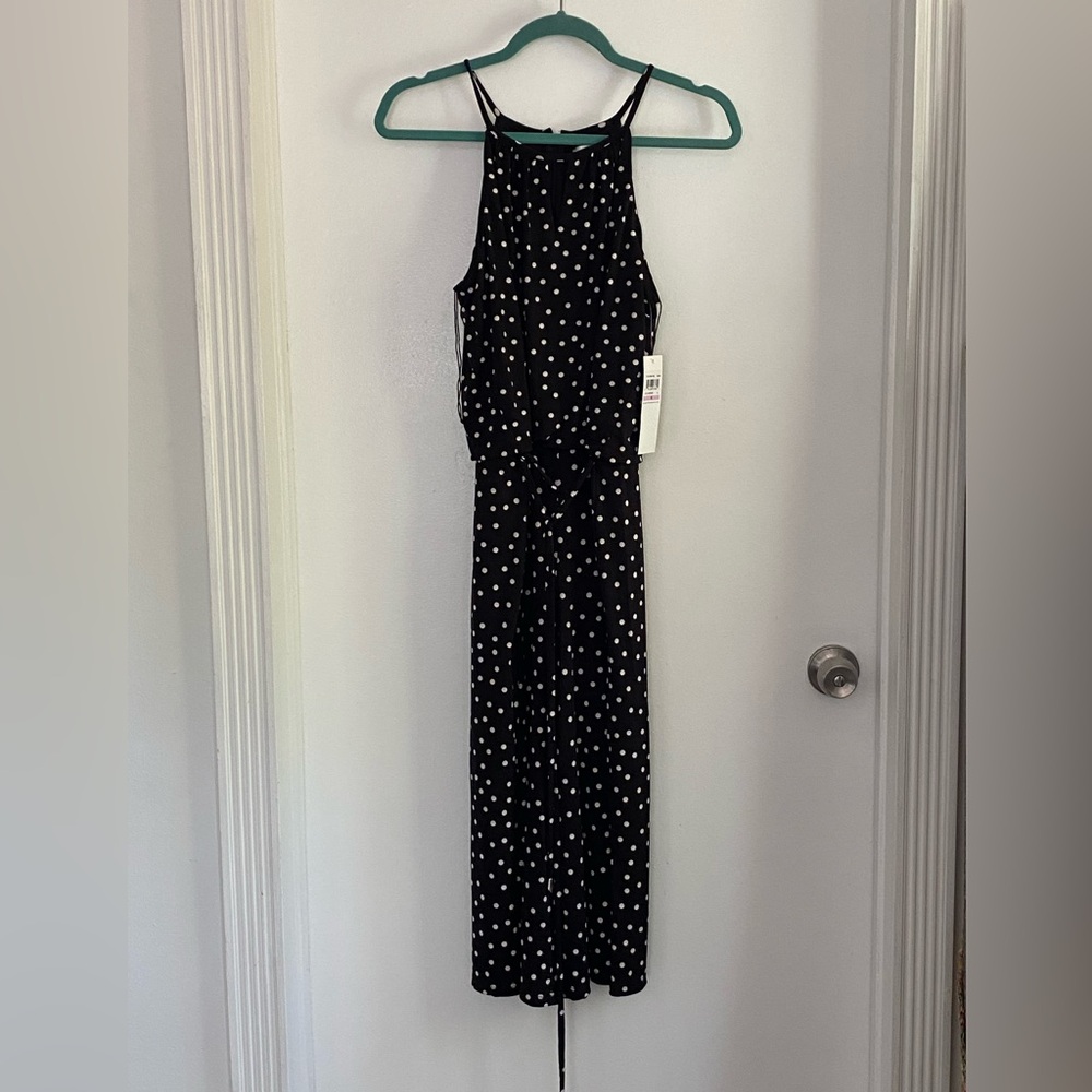 London Times Black and White Polka Dot jumpsuit size 6 NWT